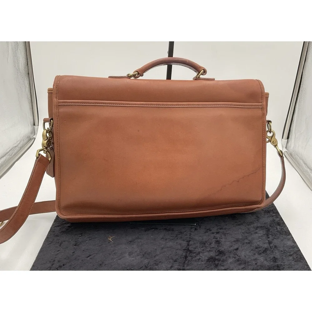 VINTAGE BRITISH TAN COACH LEATHER LAPTOP BRIEFCASE MESSENGER BAG